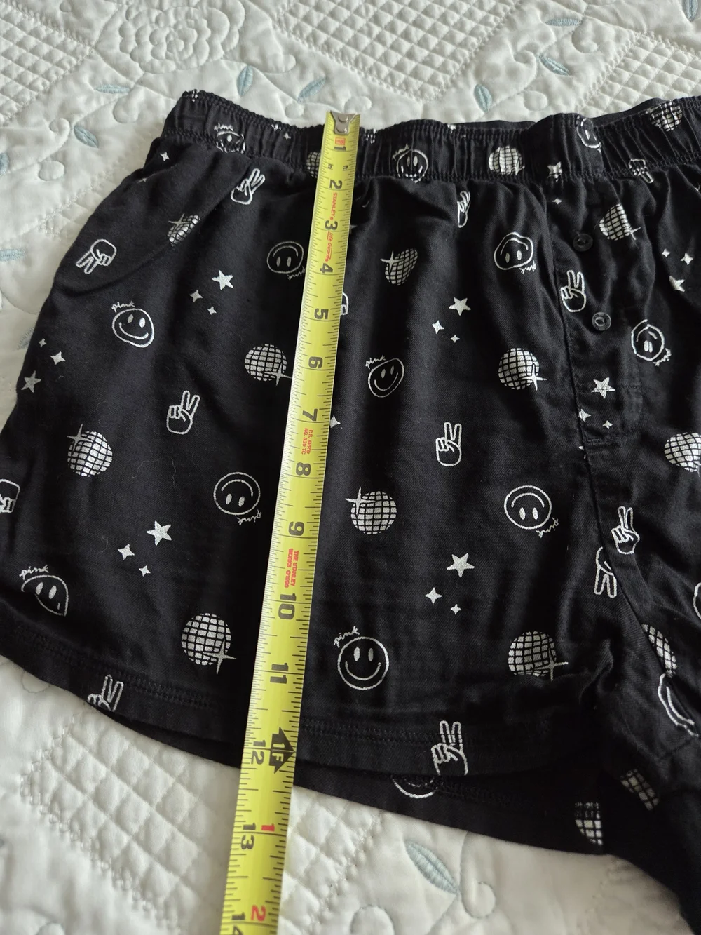 Victoria's Secret Black Patterned Sleep Shorts with White Icons